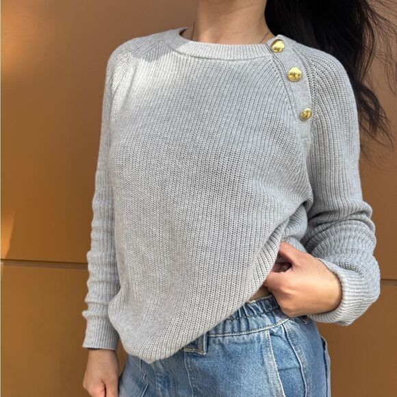 J.Crew Gray Sweater with Gold Buttons - Picture 4 of 4